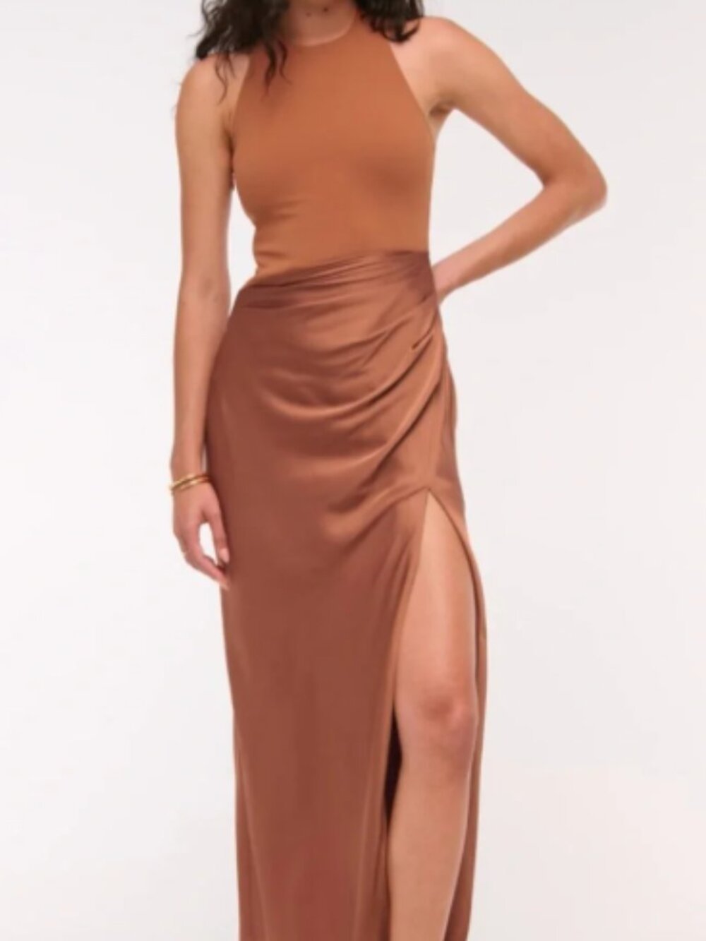 Abercrombie Halter Mixed Fabric Maxi Dress